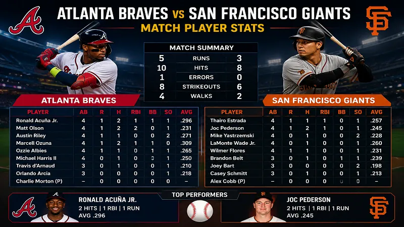 Atlanta Braves vs San Francisco Giants Match Player Stats