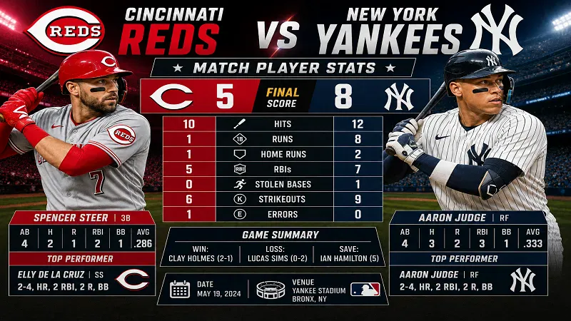 Cincinnati Reds vs New York Yankees Match Player Stats
