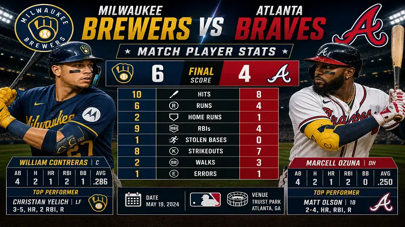 Milwaukee Brewers vs Atlanta Braves Match Player Stats